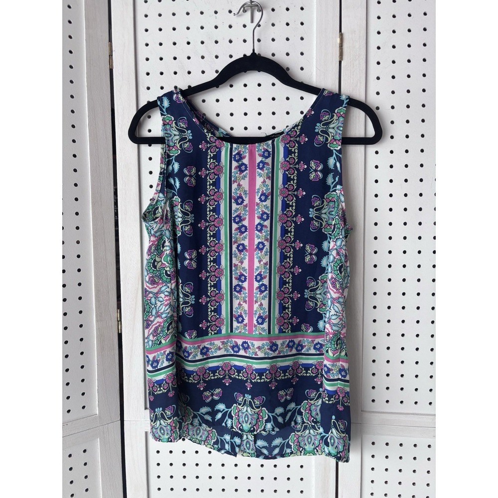 Anne Carson Tank Top Womens Small Paisley‎ Floral Button Back Summer Shirt